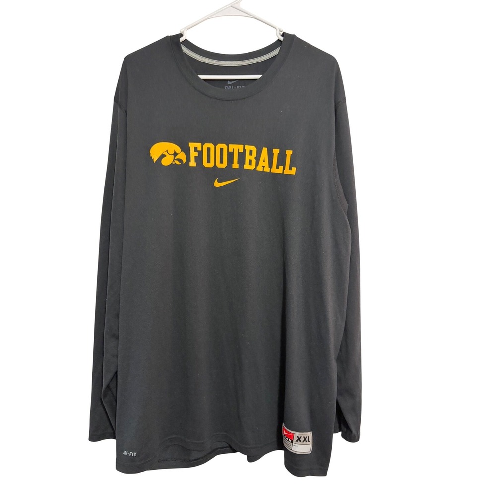 Nike Iowa Hawkeyes Football Shirt Dri-FIT Black Long Sleeve‎ XXL Athetlic